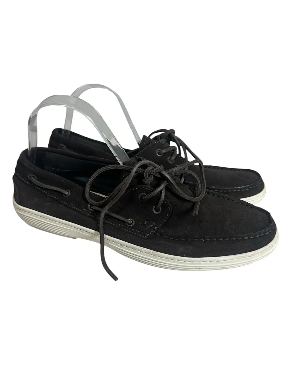 BAGAI Men's 42 Chocolate Brown Suede Lace up Boat Shoes